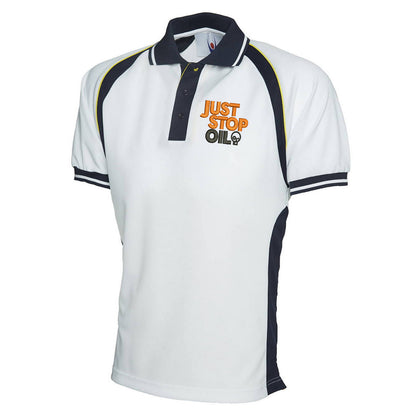 Just Stop Oil Embroidered Sports Polo Shirt