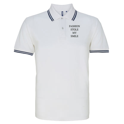 Fashion Stole My Smile Tipped Polo Shirt 