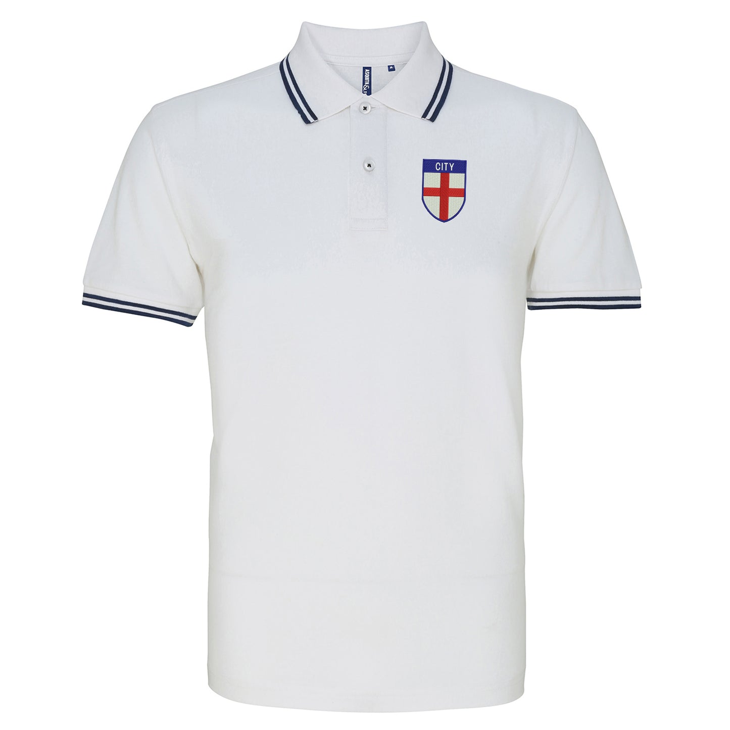 City Flag of England Shield Tipped Embroidered Polo Shirt