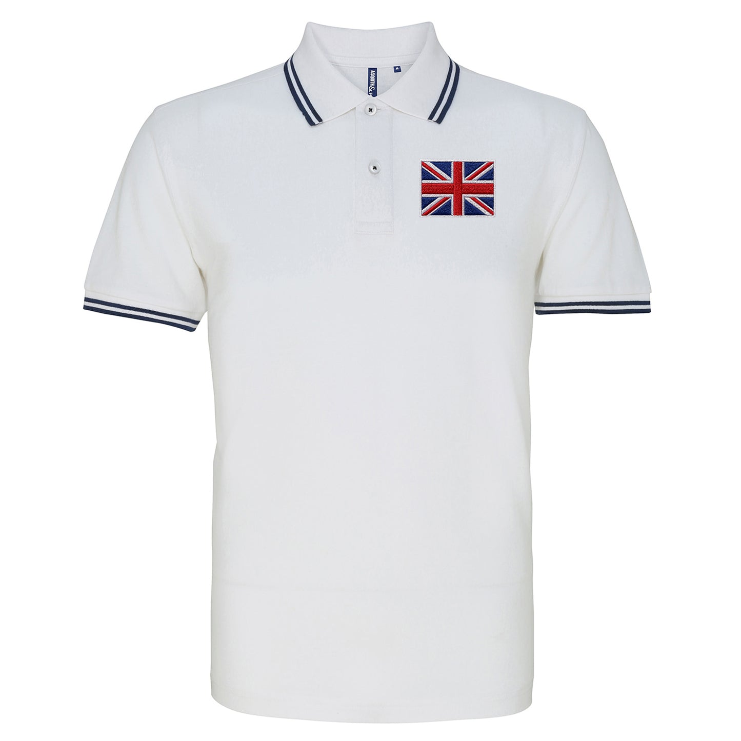 Union Jack Flag Embroidered Tipped Polo Shirt