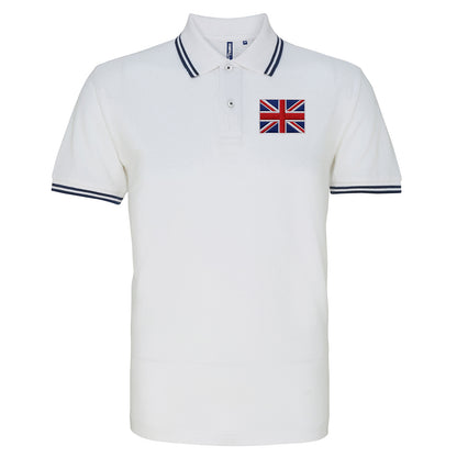 Union Jack Flag Embroidered Tipped Polo Shirt