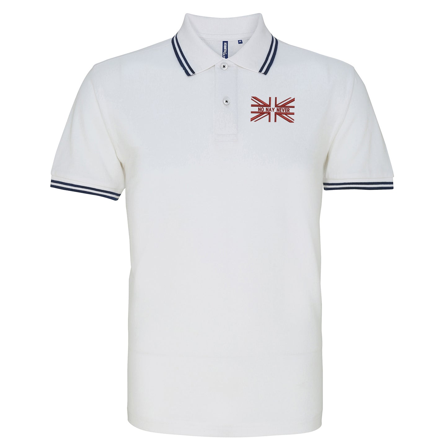 No Nay Never Union Jack Embroidered Tipped Polo Shirt