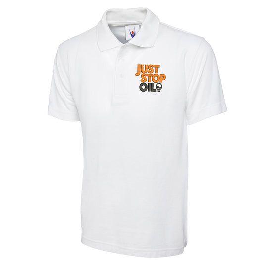 Just Stop Oil Embroidered Classic Polo Shirt