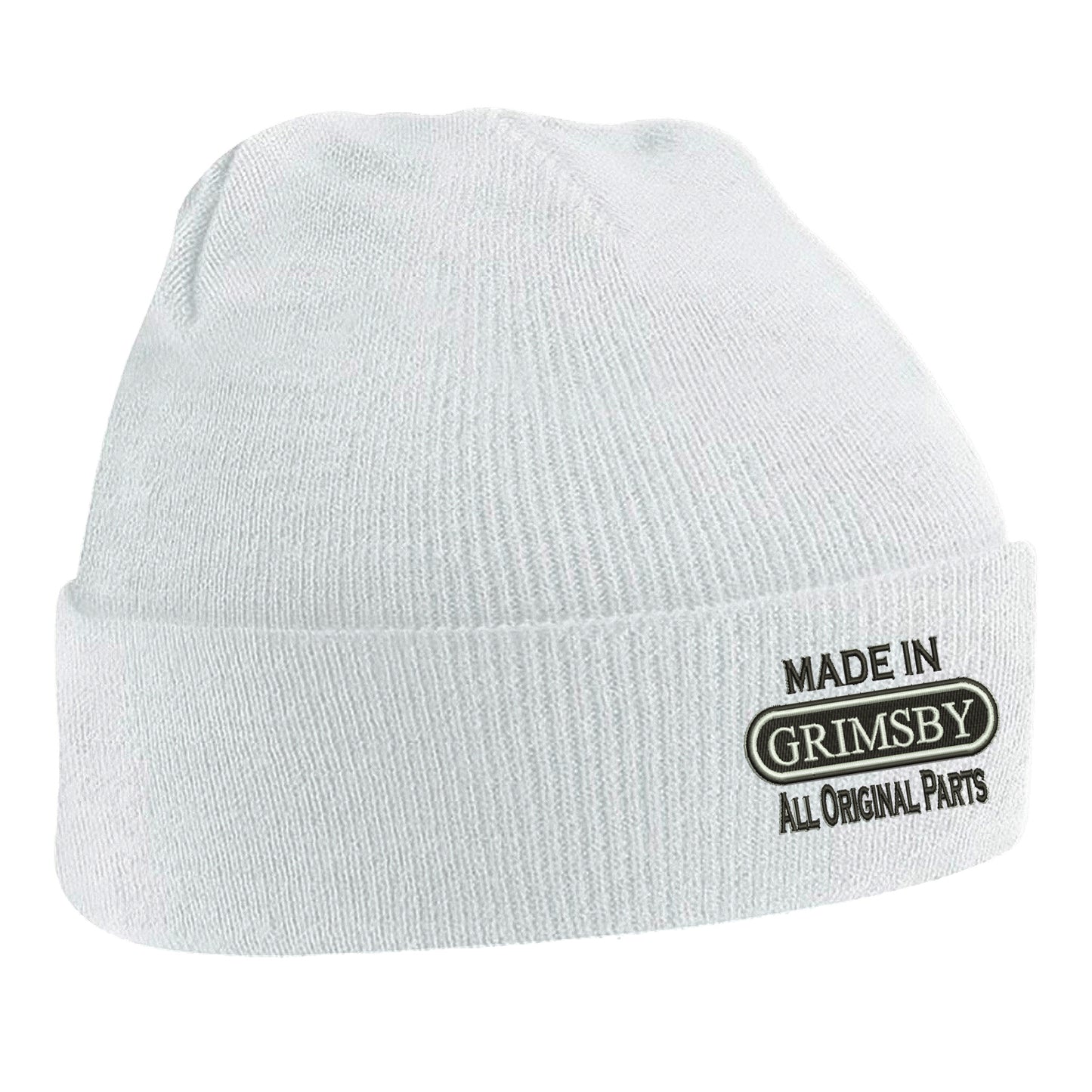 Made in Grimsby All Original Parts Embroidered Beanie Hat