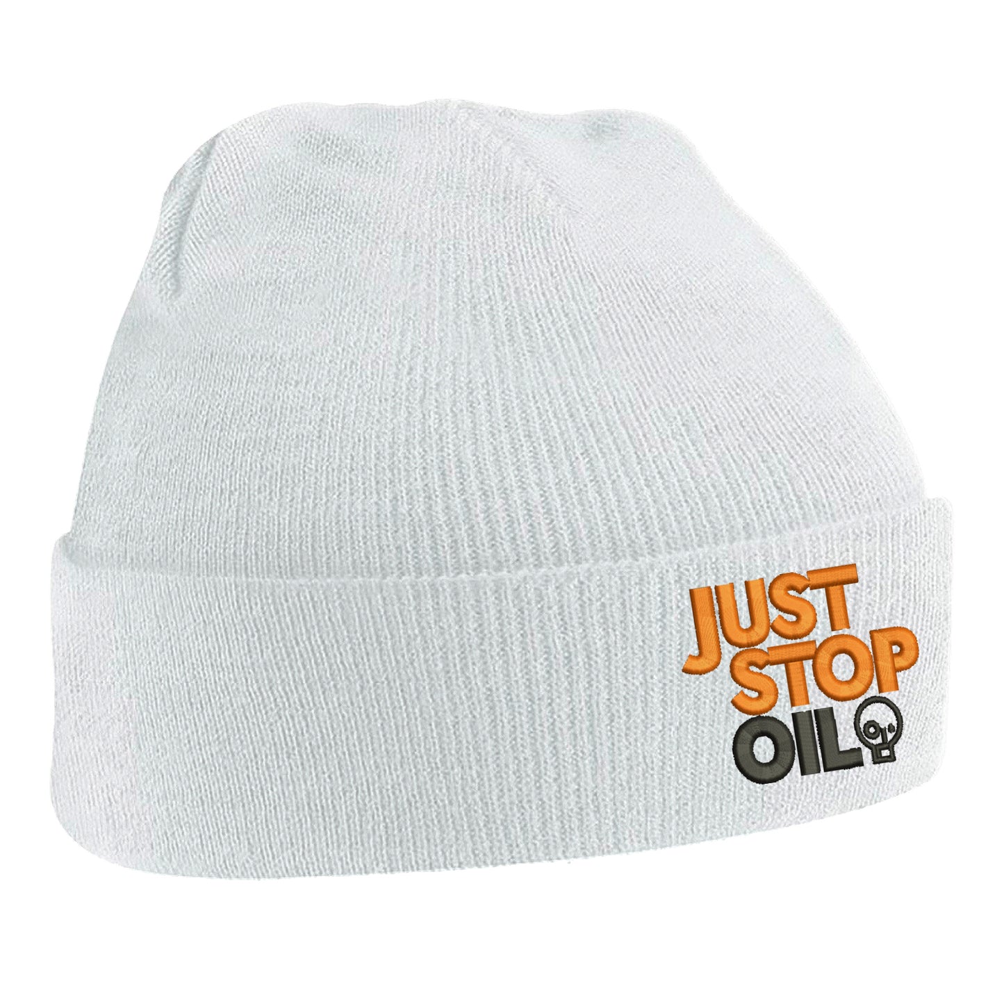 Just Stop Oil Embroidered Beanie Hat