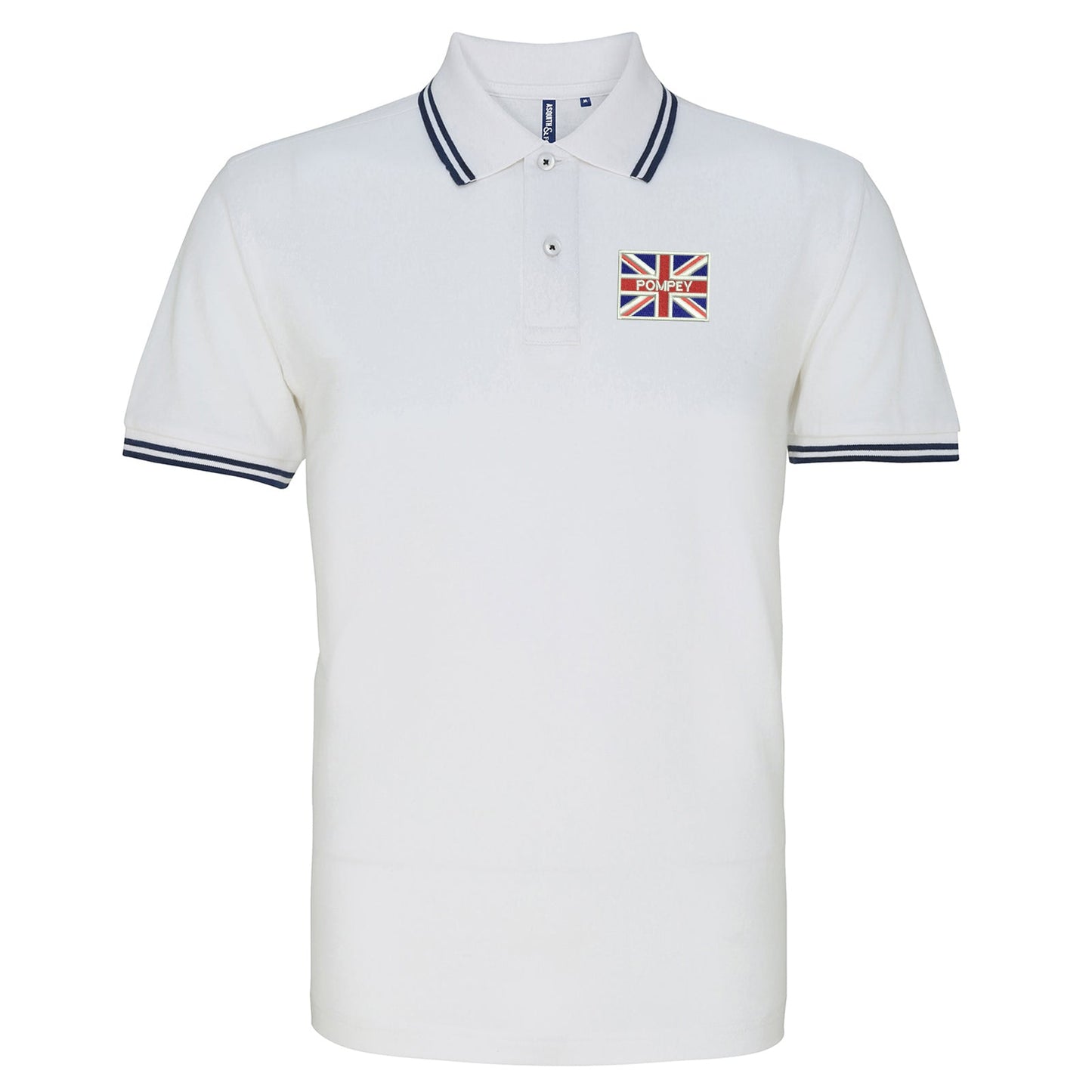 Pompey Coloured Union Jack  Embroidered Tipped Polo Shirt