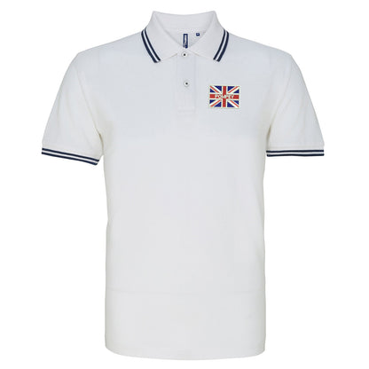 Pompey Coloured Union Jack  Embroidered Tipped Polo Shirt