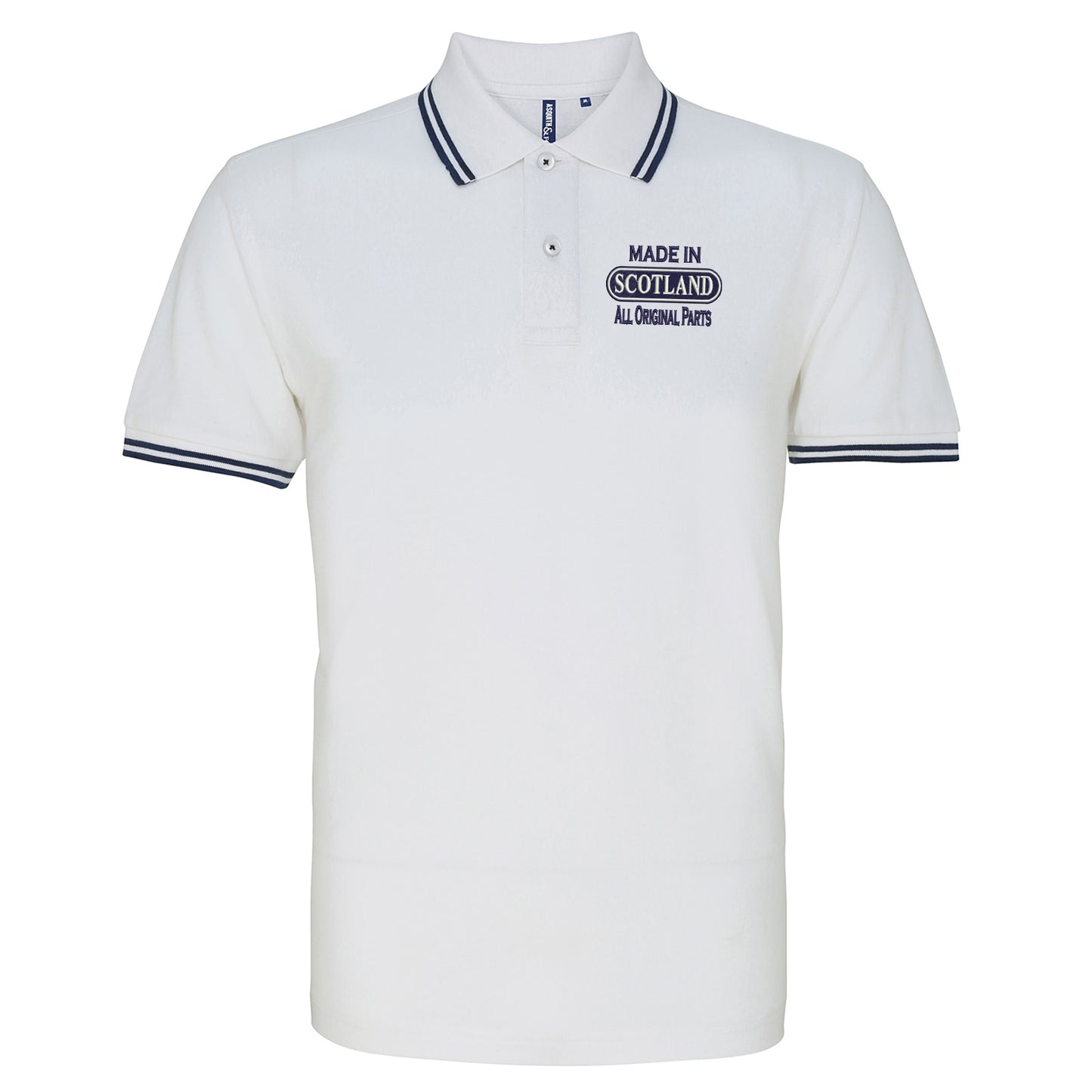 Made in Scotland All Original Parts Embroidered Tipped Polo Shirt