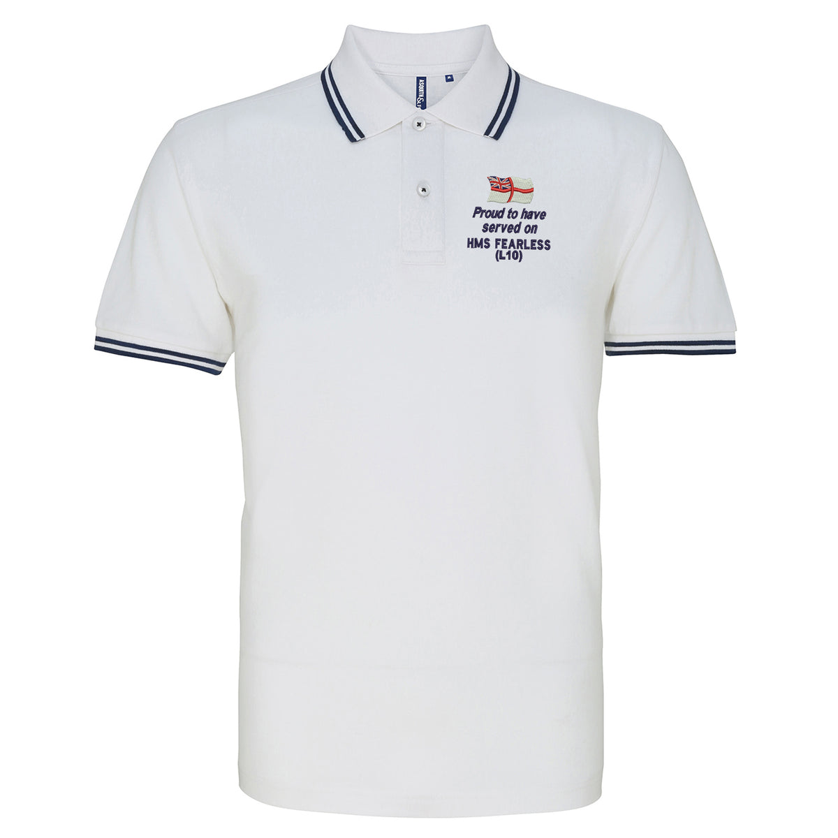 Proud to Have Served on HMS Fearless (L10) Tipped Polo Shirt