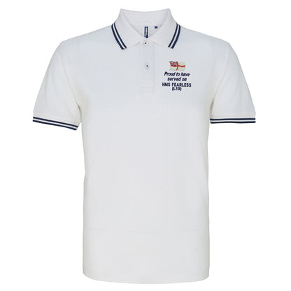 Proud to Have Served on HMS Fearless (L10) Tipped Polo Shirt