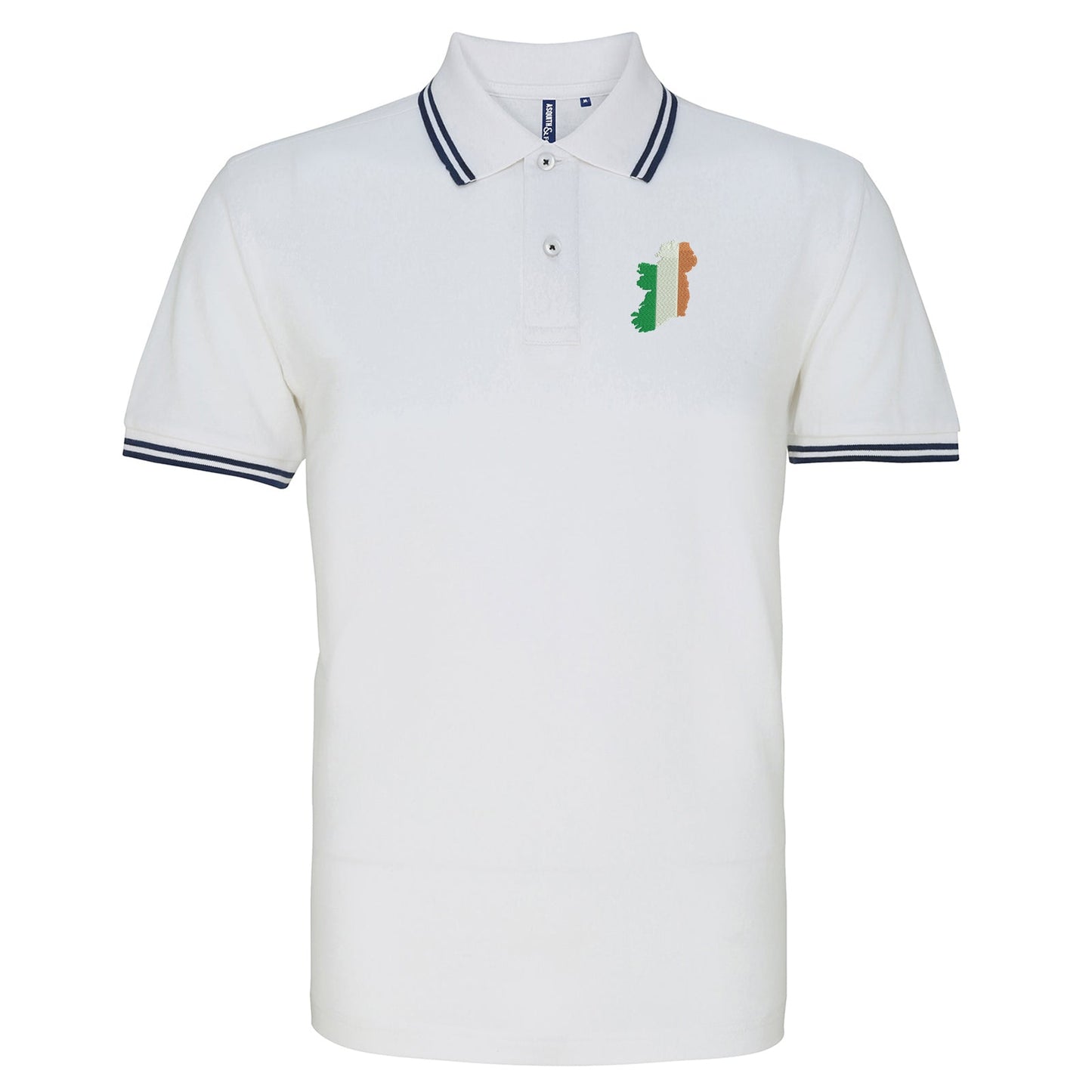 Ireland Flag Map Embroidered Tipped Polo Shirt