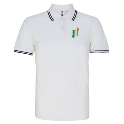Ireland Flag Map Embroidered Tipped Polo Shirt