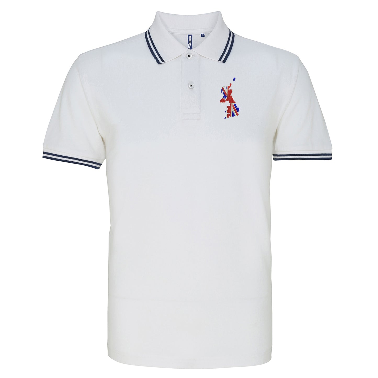 United Kingdom Flag Map Embroidered Tipped Polo Shirt