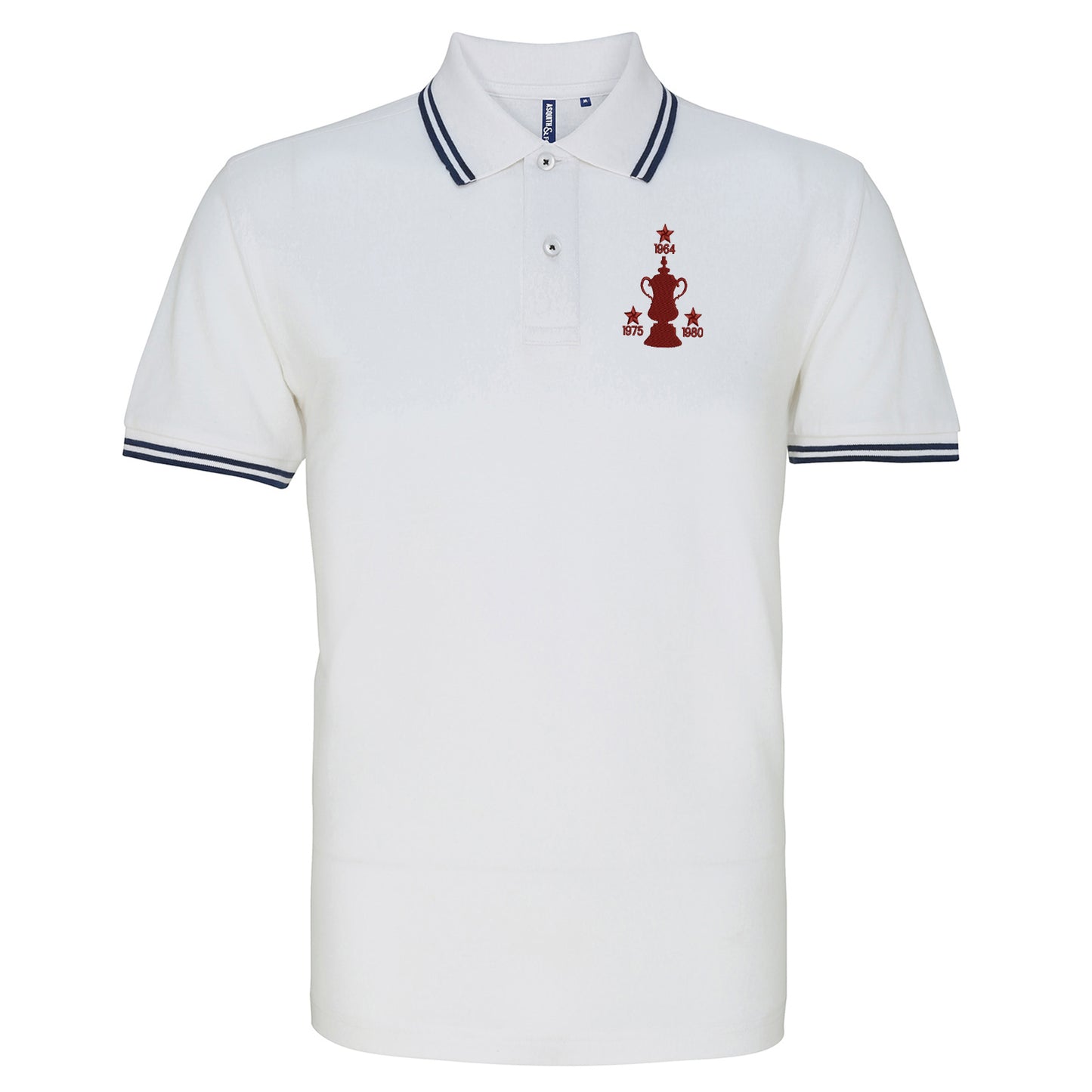Retro West Ham Three Time Cup Winners Embroidered Tipped Polo Shirt