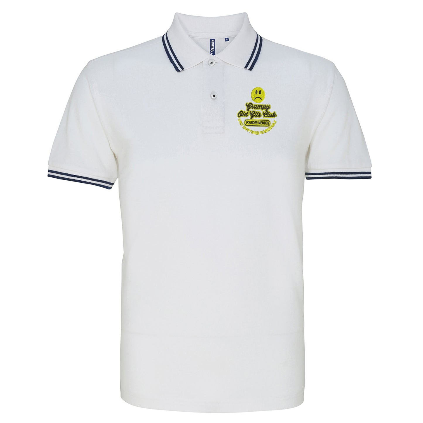 Grumpy Old Gits Club Founder Member Embroidered Tipped Polo Shirt