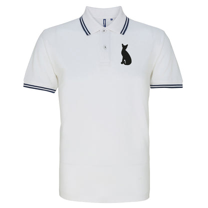 Siamese Cat Embroidered Tipped Polo Shirt