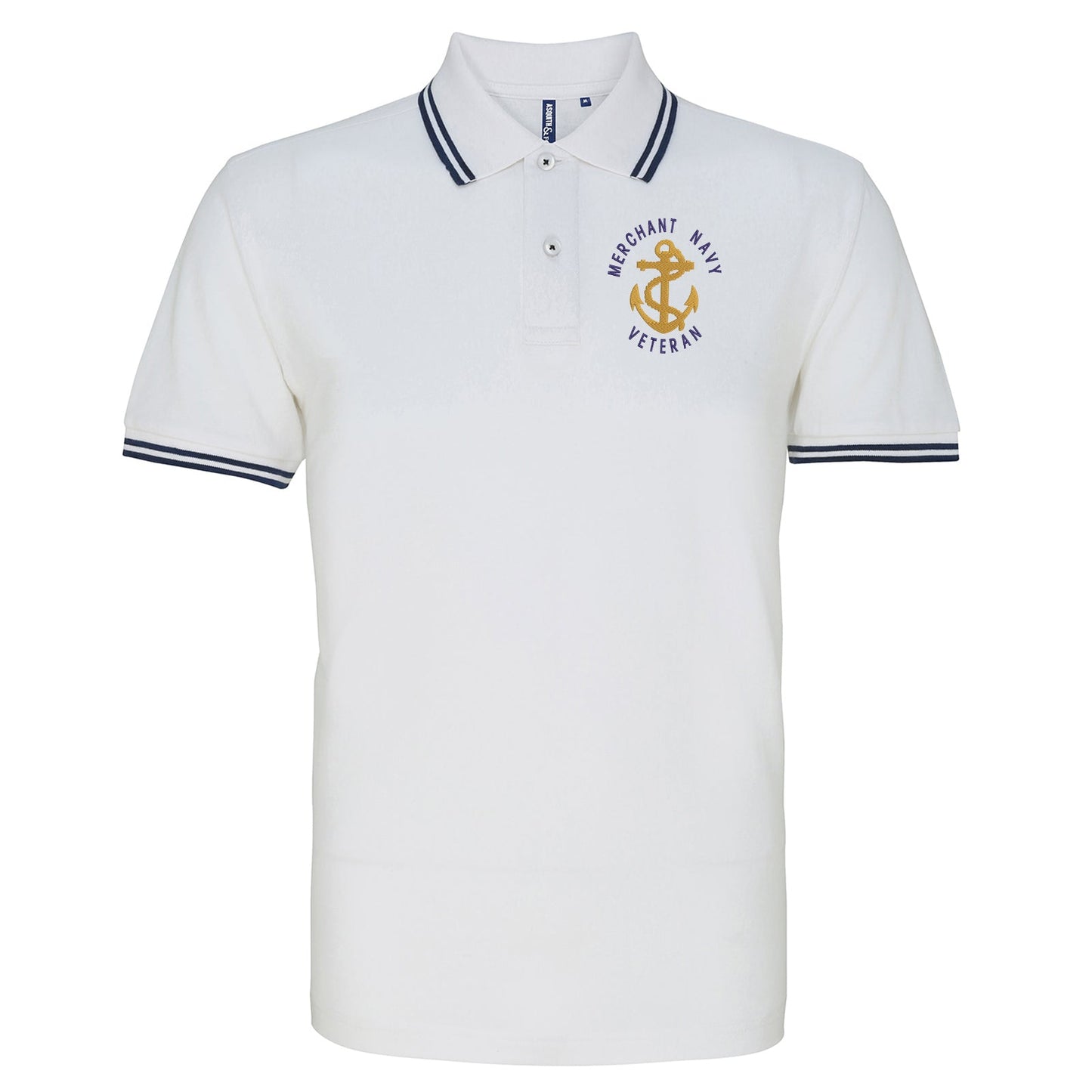 Merchant Navy Veteran Anchor Embroidered Tipped Polo Shirt