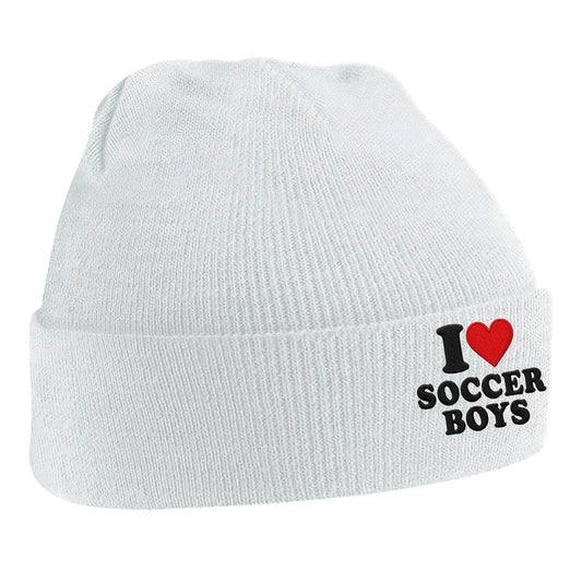 I Love Soccer Boys Beanie Hat