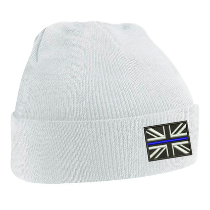Thin Blue Line Union Jack Embroidered Beanie Hat