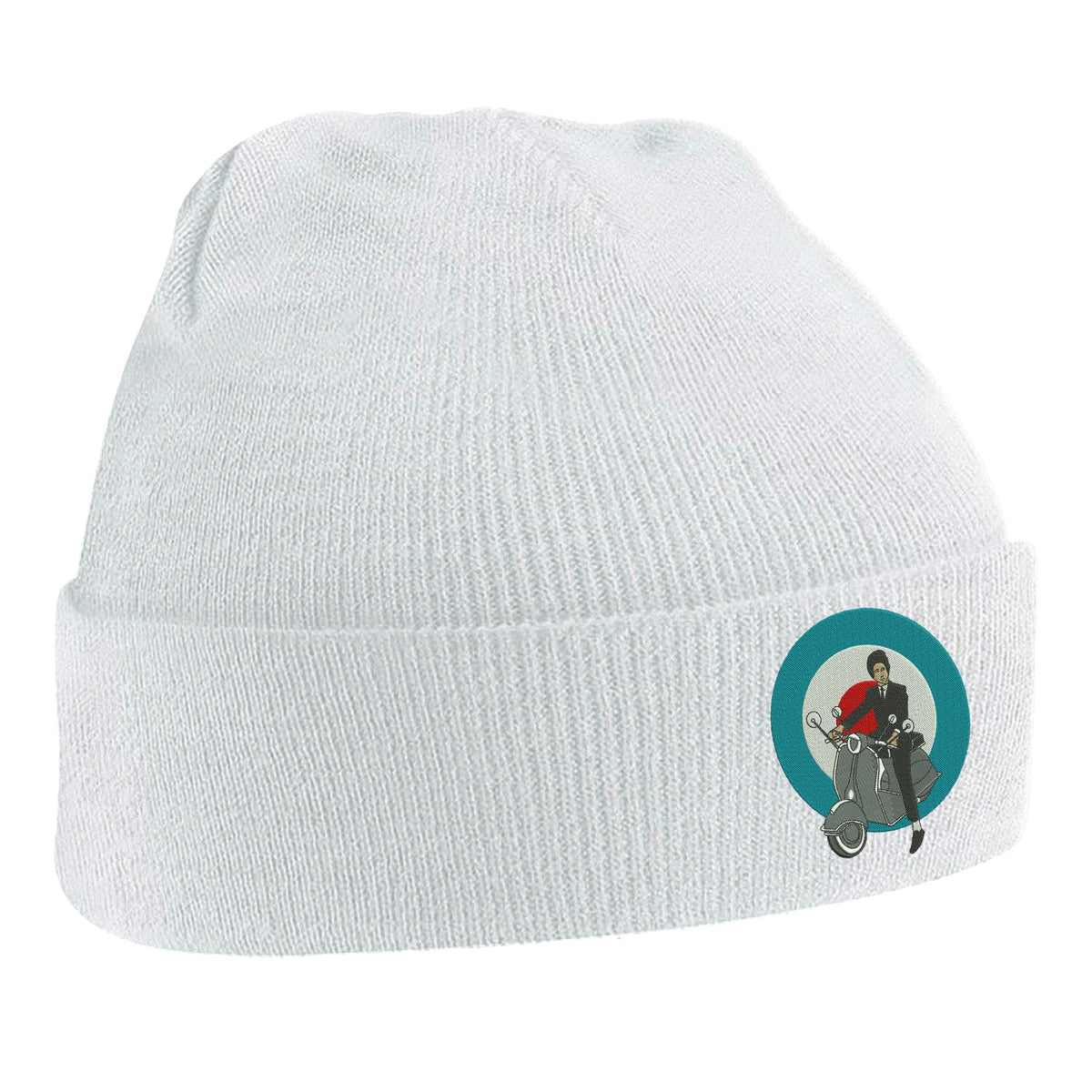 Retro MOD Scooter Embroidered Beanie Hat