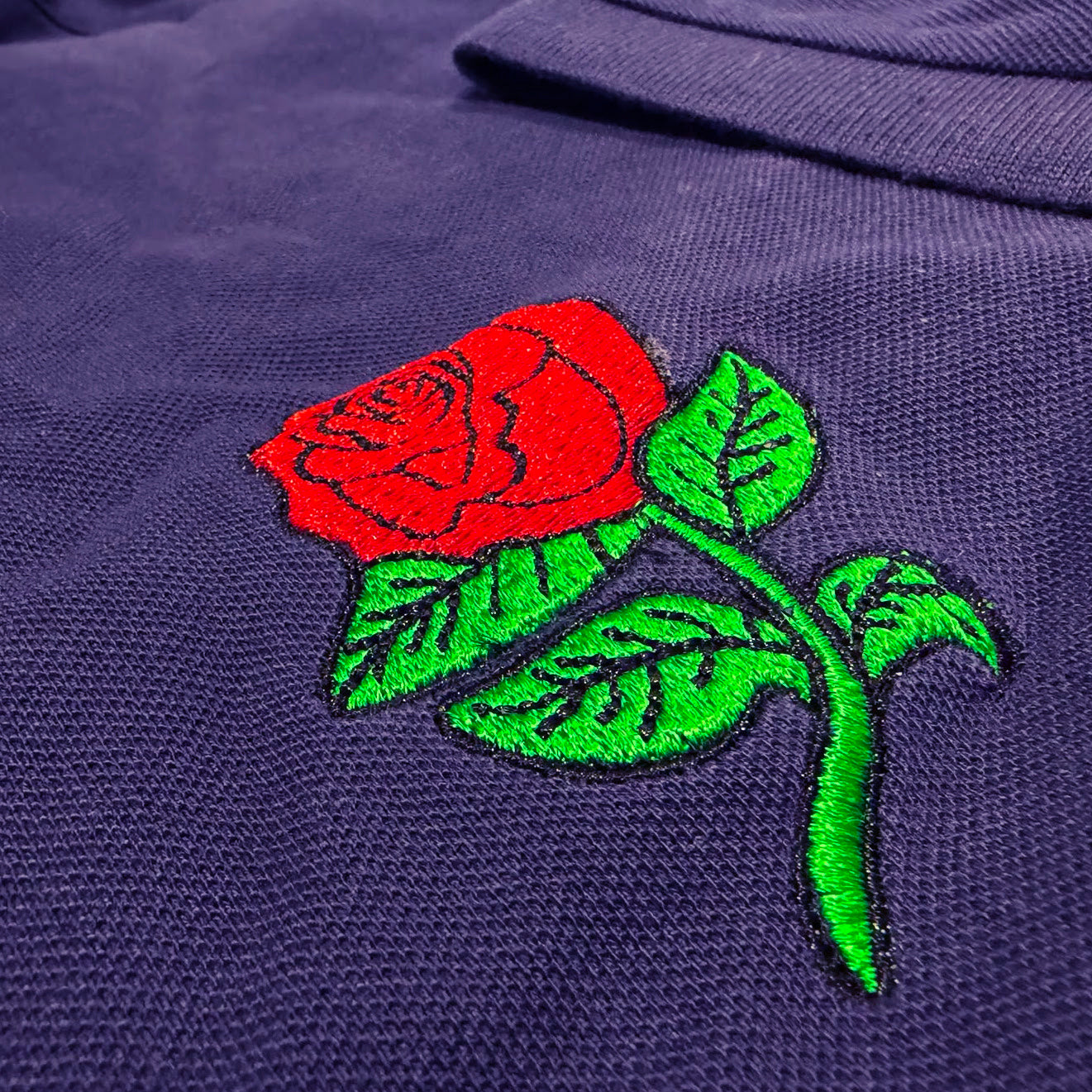 Retro England Rugby Embroidered Classic Fit Contrast Polo Shirt - Navy Red 3XL