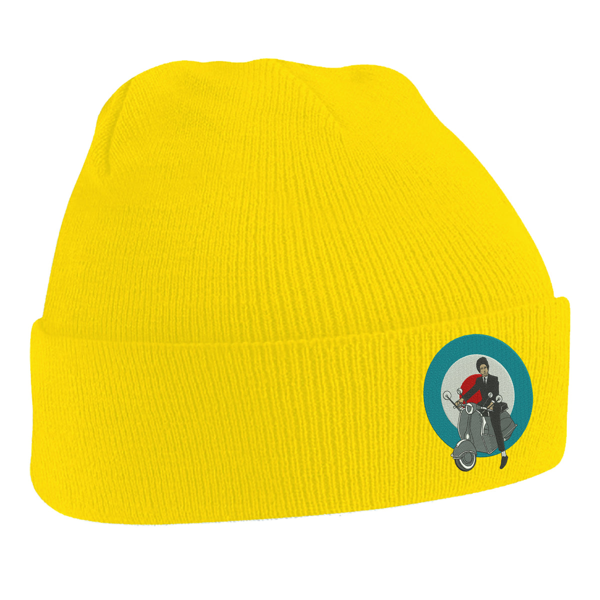 Retro MOD Scooter Embroidered Beanie Hat