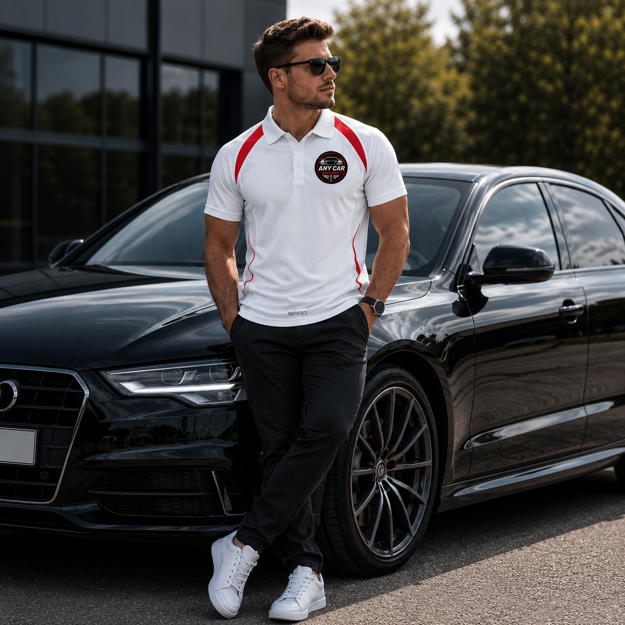 Any Car Logo Embroidered Performance Lightweight Sport Polo Shirt