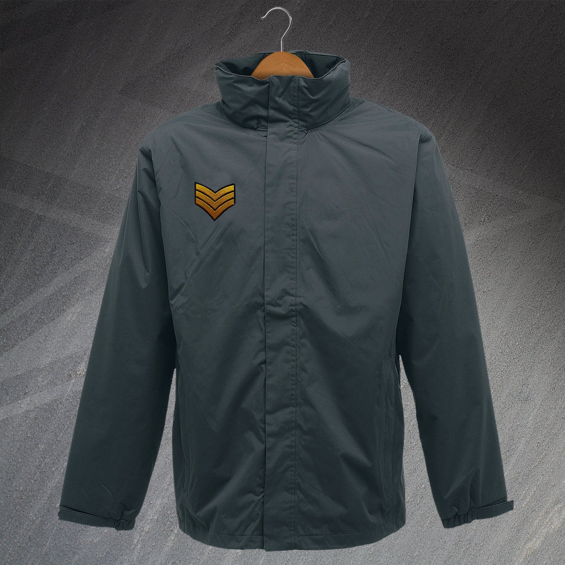 Army Waterproof Jacket with Embroidered Sergeant Badge