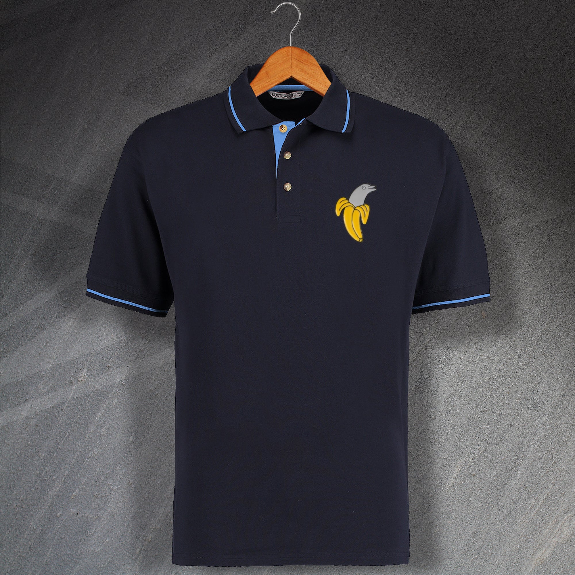 Banana Dolphin Embroidered Contrast Polo Shirt