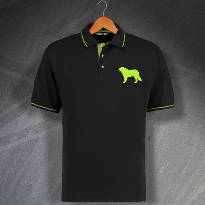 Bernese Mountain Dog Embroidered Contrast Polo Shirt