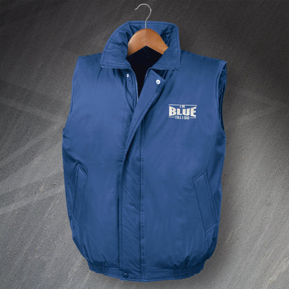 I'm Blue Till I Die Embroidered Padded Gilet