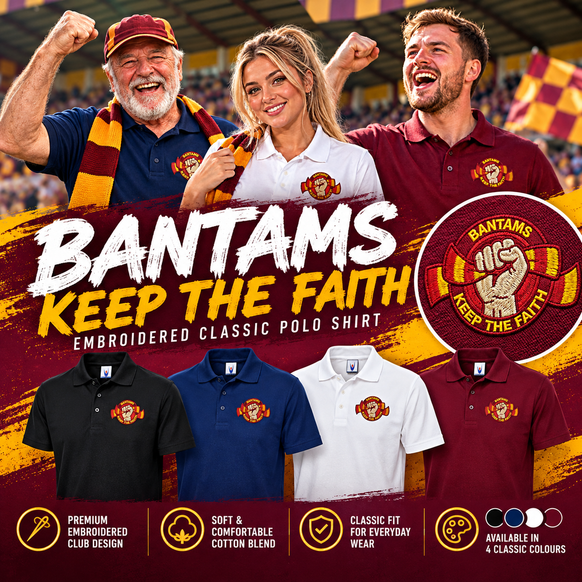 Bradford City Football Polo Shirt