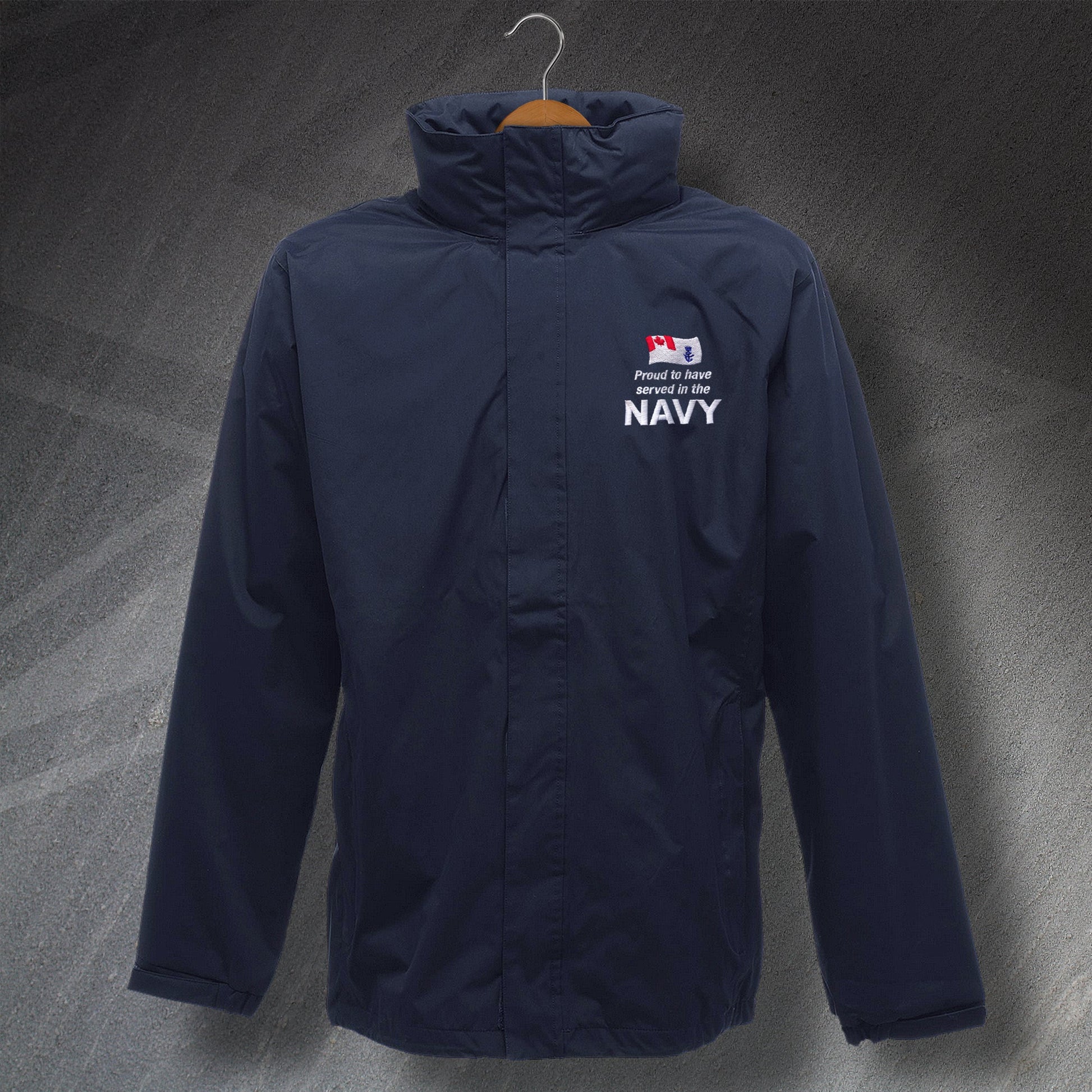 Proud to Have Served In The Canadian Navy Embroidered Waterproof Jacket