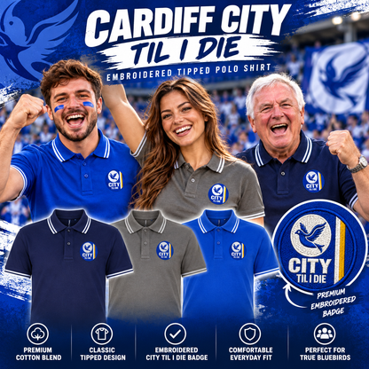 Cardiff City Til I Die Tipped Polo Shirt