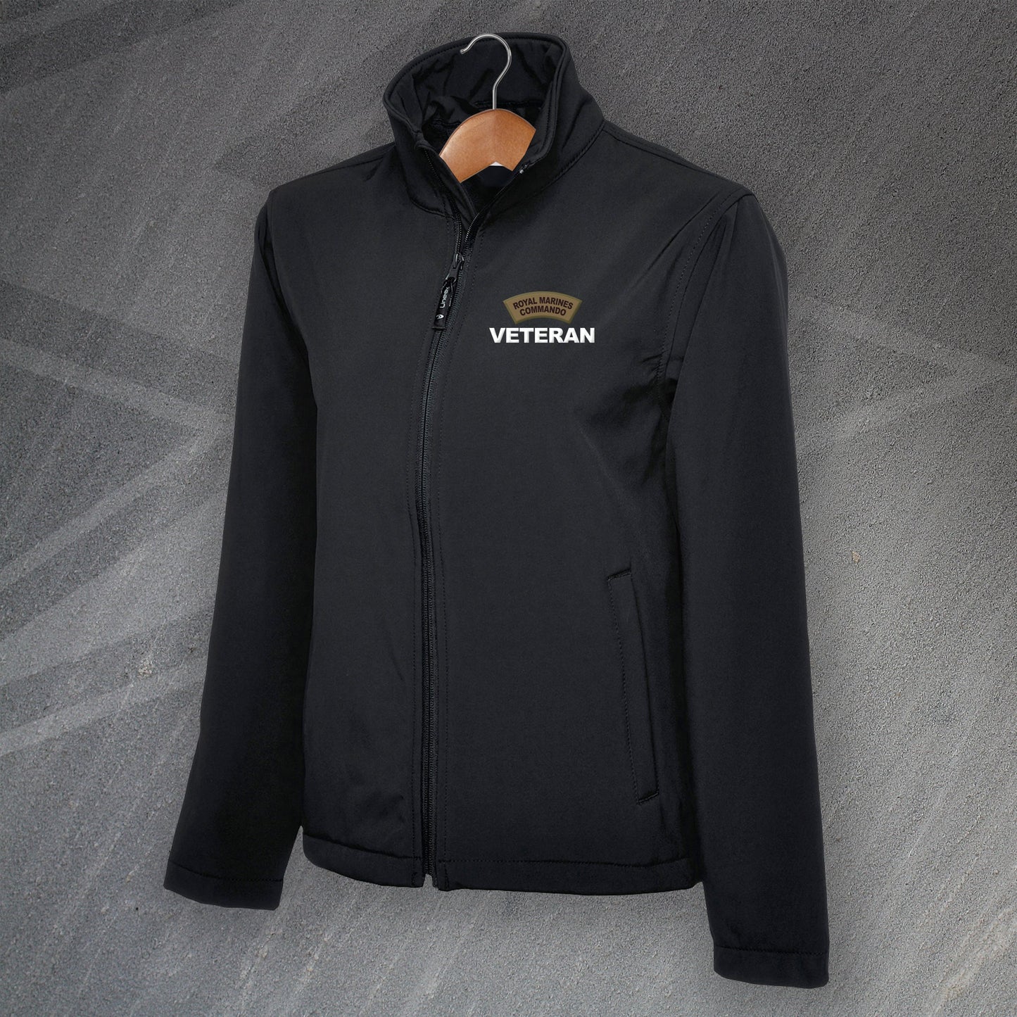 Royal Marines Commando Veteran Embroidered Full Zip Softshell Jacket