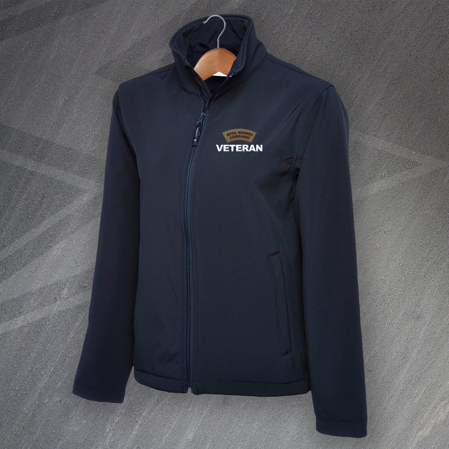 Royal Marines Commando Veteran Embroidered Full Zip Softshell Jacket