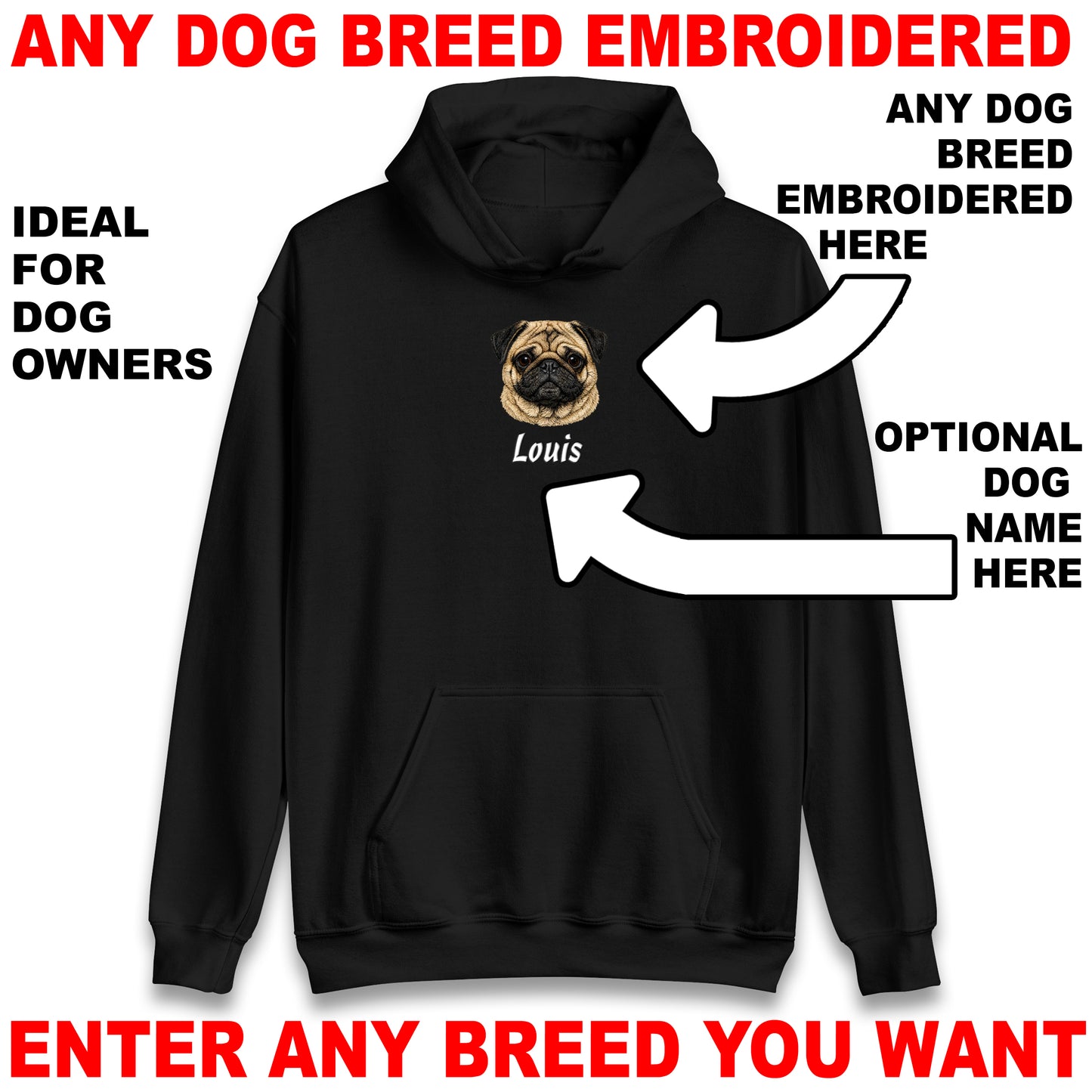 Custom Embroidered Dog Hoodie