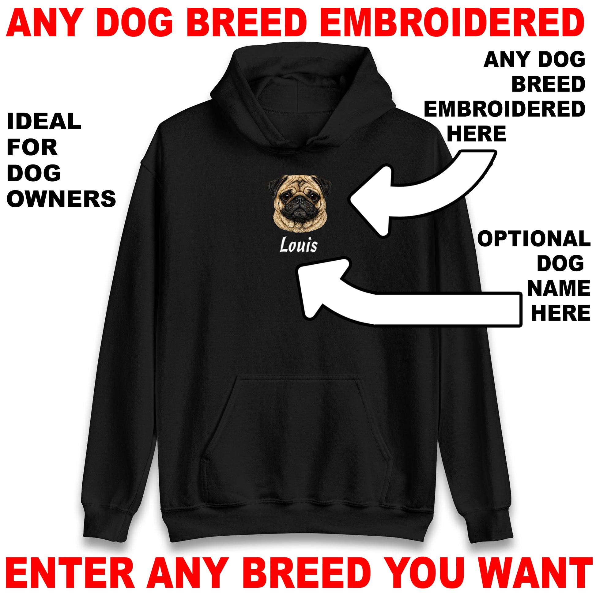Custom Embroidered Dog Hoodie