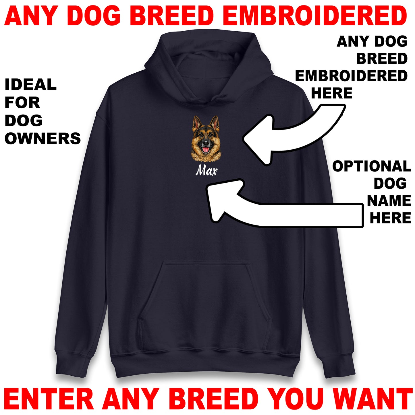 Custom Embroidered Dog Hoodie