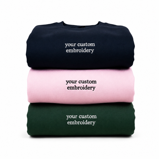 Custom Embroidered Sweatshirt Personalised Text Jumper Customisable Sweatshirt with Embroidery Placement