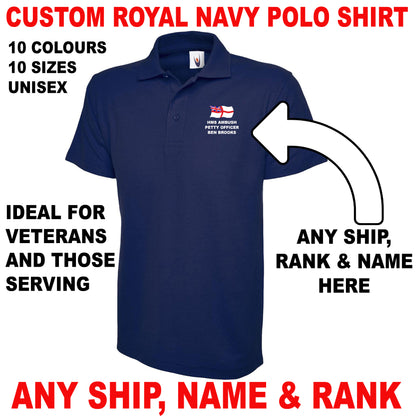 Custom Royal Navy Polo Shirts UK