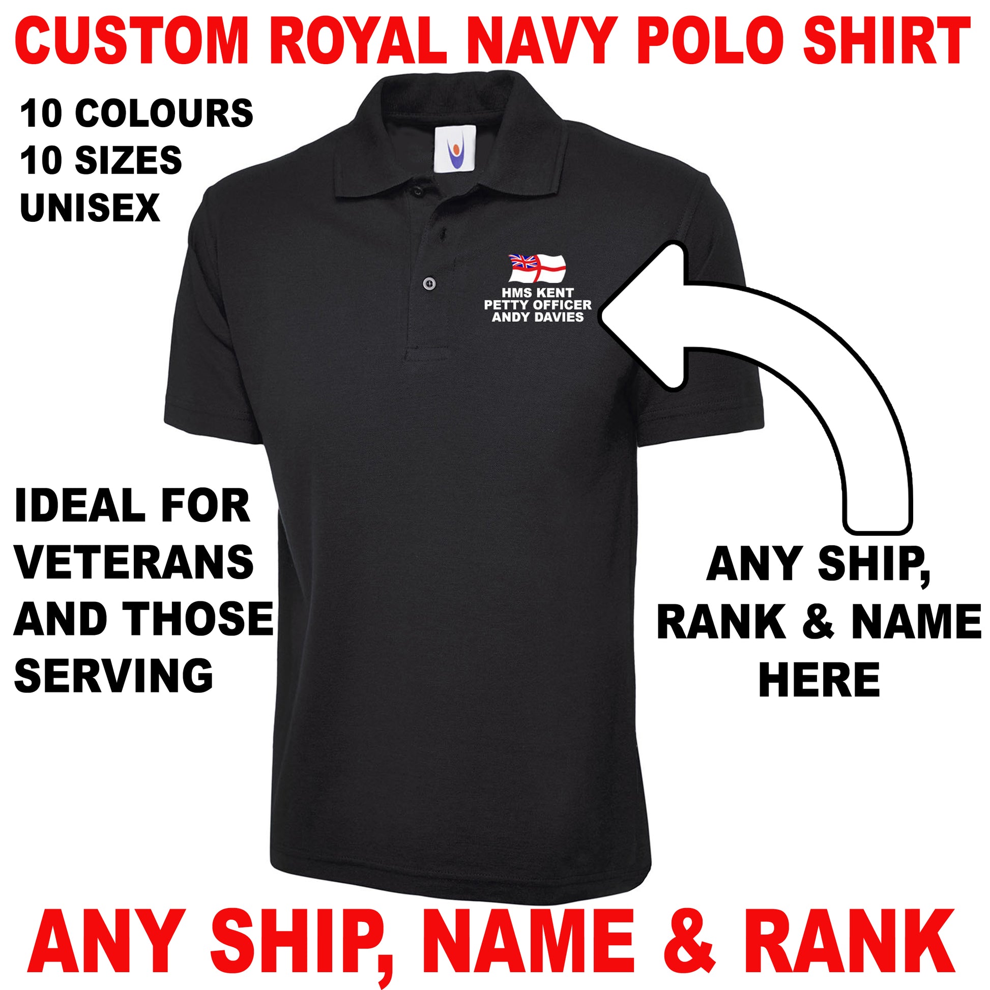Custom Royal Navy Polo Shirts UK