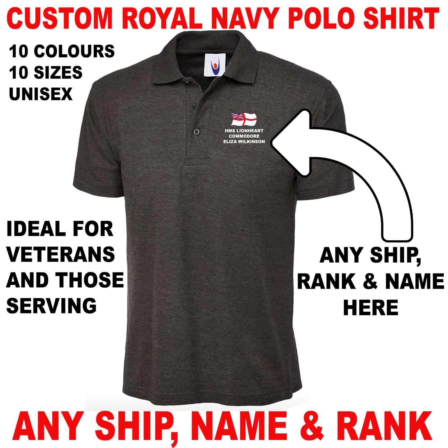 Custom Royal Navy Polo Shirts UK