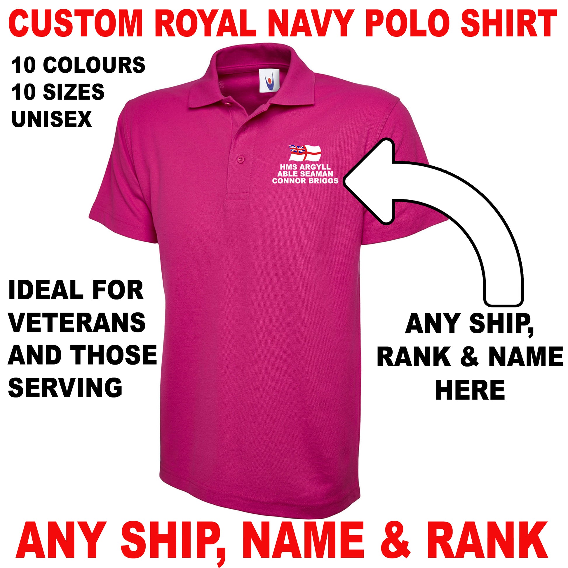Custom Royal Navy Polo Shirts UK
