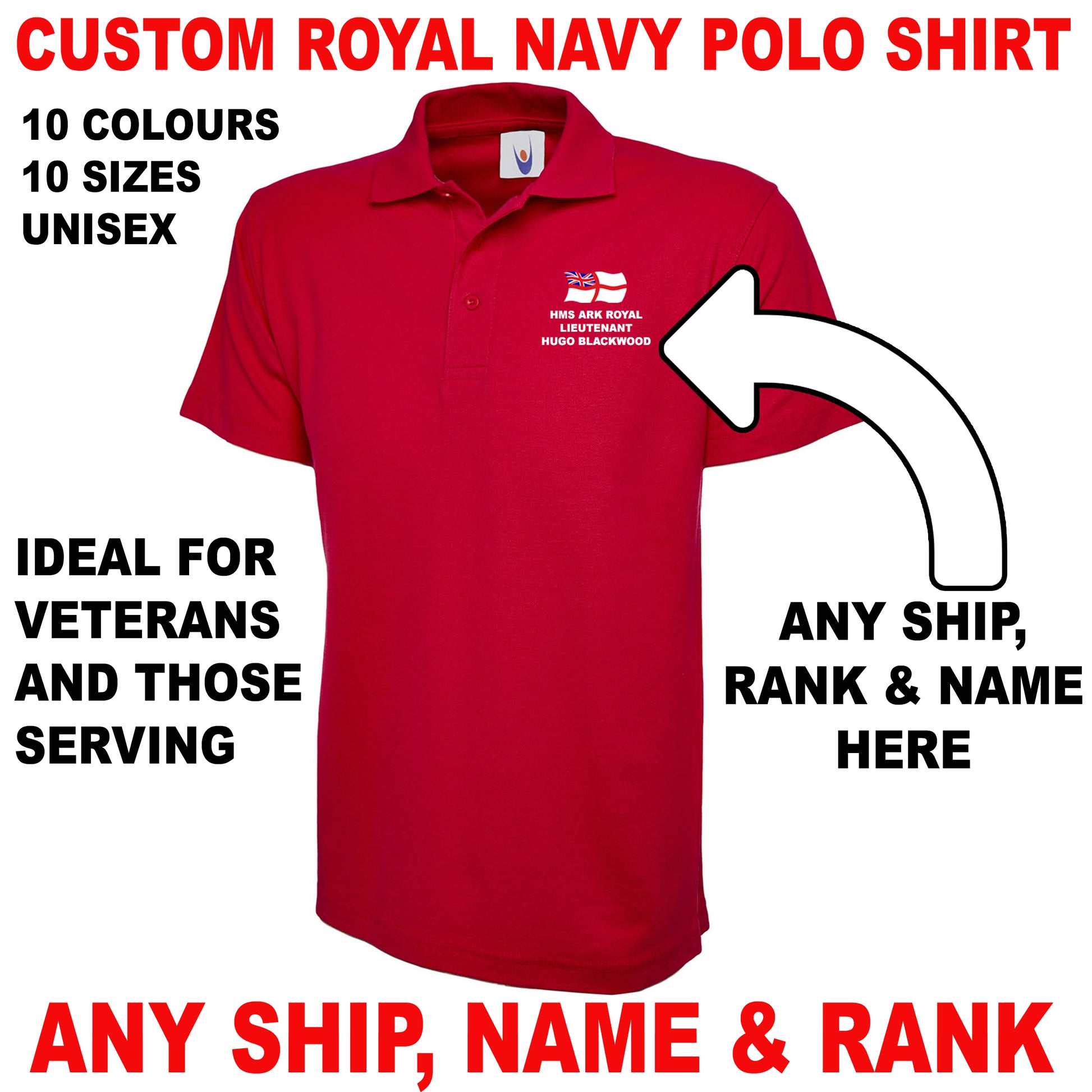 Custom Royal Navy Polo Shirts UK