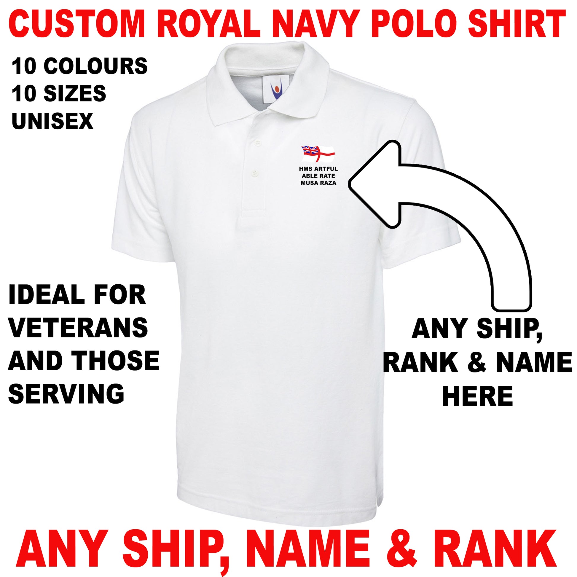 Custom Royal Navy Polo Shirts UK