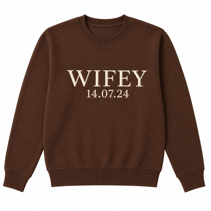 Custom Wifey and Hubby Embroidered Valentine Sweatshirt Matching Couples Jumper Mrs and Mrs Girlfriend Gift Unisex Wedding Gift Crewneck