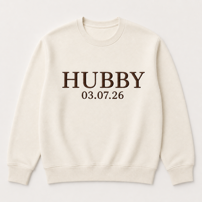 Custom Wifey and Hubby Embroidered Valentine Sweatshirt Matching Couples Jumper Mrs and Mrs Girlfriend Gift Unisex Wedding Gift Crewneck