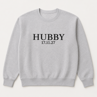 Custom Wifey and Hubby Embroidered Valentine Sweatshirt Matching Couples Jumper Mrs and Mrs Girlfriend Gift Unisex Wedding Gift Crewneck