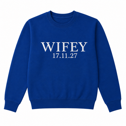 Custom Wifey and Hubby Embroidered Valentine Sweatshirt Matching Couples Jumper Mrs and Mrs Girlfriend Gift Unisex Wedding Gift Crewneck